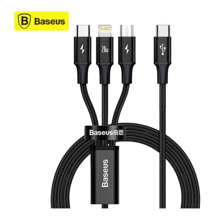 کابل USB-C به USB-C / لایتنینگ / microUSB باسئوس مدل CAMLT-SC01 طول 1.5 متر